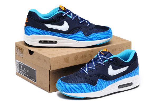 Nike Air Max 87 Chaussures Hommes Nouveaux Bleu Fonce Bleu Blanc (2)